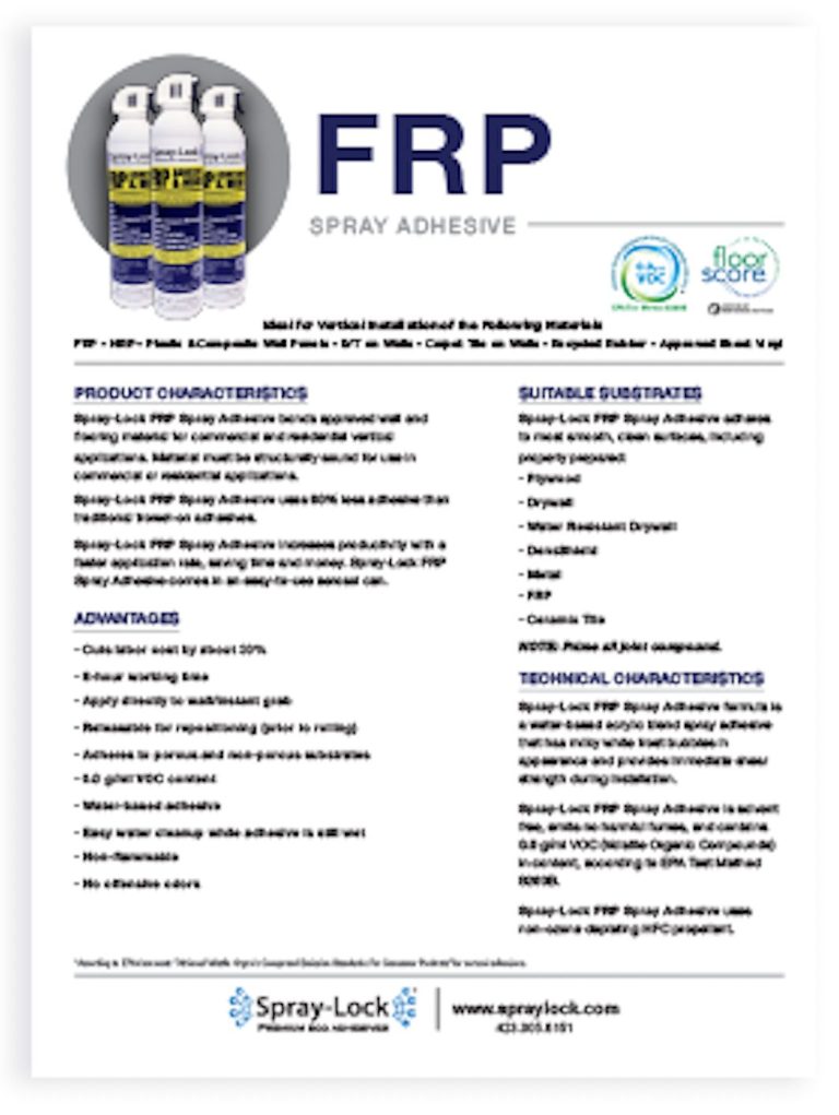 FRP Installation & Troubleshooting SprayLock Premium Eco Adhesives